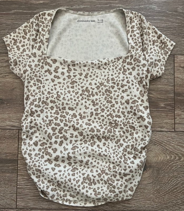 Abercrombie Kids Brown Beige Animal Leopard Print T-Shirt Top Size 11/12