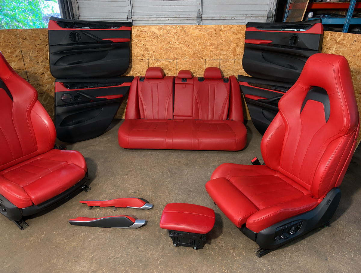 15-18 BMW F15 F85 X5M Red Merino Leather Seats Door Panels
