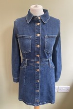 Zara Denim Button Through Shirt Dress Size Small BNWT Pockets Knee Length