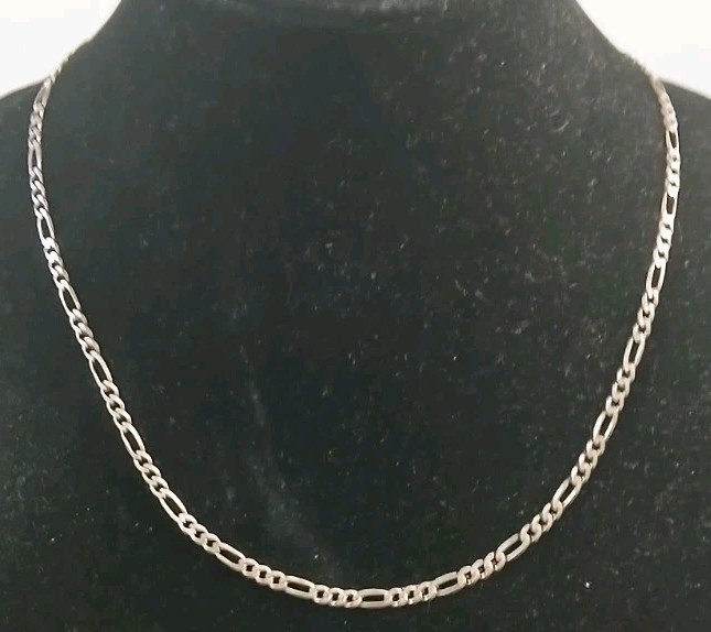 Solid 925 Sterling Silver Figaro Link Chain Necklace Made in Italy 20