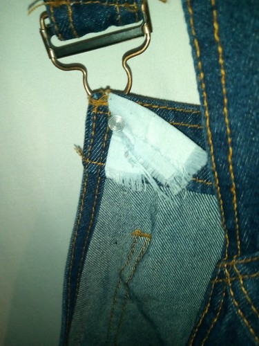 Mens Roundy Ridge Vintage Denim Carpenters Bib Overalls Size 38 Missing Button - Picture 6 of 21