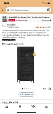 Furnulem Tall Dresser with 6 Drawers,Vertical Bedside End Table