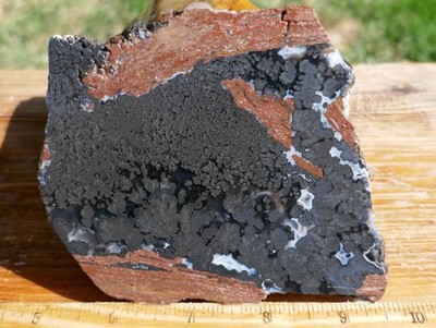 TCR Psilomelane Plume Agate *Rough Slab 170g    botryoidal formations | Mexico