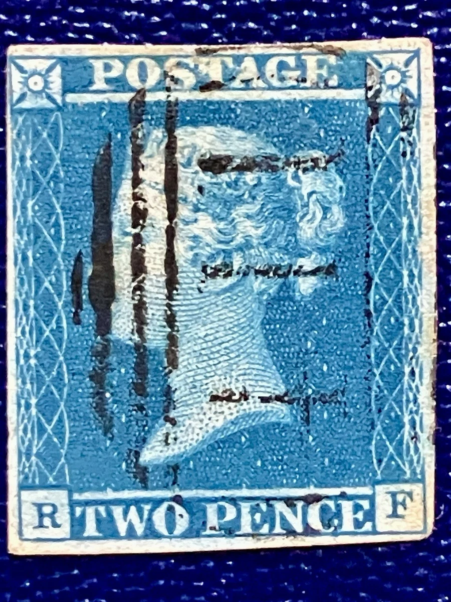 Two Penny Blue in Great Britain Victoria Line-Engraved Stamps for