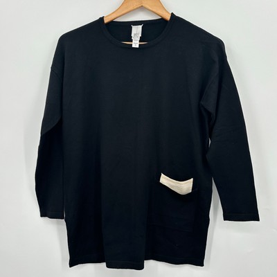 Marla Wynne Layers Black 3/4 Sleeve Sweater contrast pocket Womens 2XSP Petite