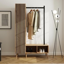 Rowan Wardrobe with Shelves & Hanging Rail, Oak Effect Storage Cabinet (graded)