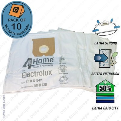 10 Mikrofaserbeutel für ELECTROLUX Staubsauger E10, E42 Lite Z1600, Z1640, Z1660