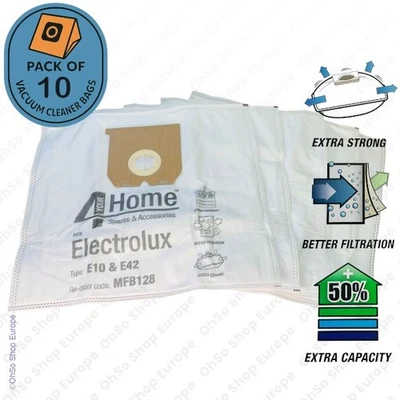 10 x ELECTROLUX Vacuum Cleaner Microfibre Bags E10, E42 & E42n Classic Z1867 - Image 1 of 4