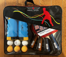 Ping Pong Set 4 Paddles, 6 Balls, Retractable Net, Carry Case Nibiru Sport NEW