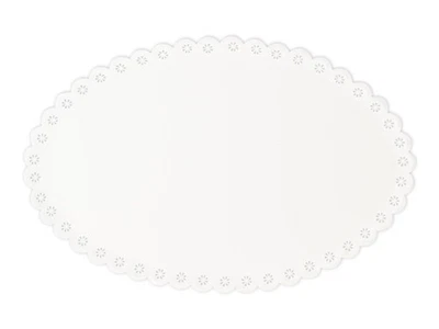 Tablett Metall Weiß Oval Winter Cm 39x26 H&H - Bild 1 von 3