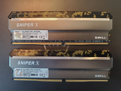 g.skill SNIPER X 16GB (2×8GB) DDR4 3600MHz RAM - F4-3600C19D