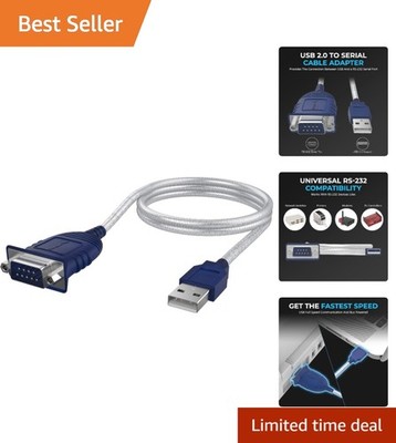 USB 2.0 to Serial 9 Pin Adapter Cable - Compatible with Windows & Mac, 2.5 Feet