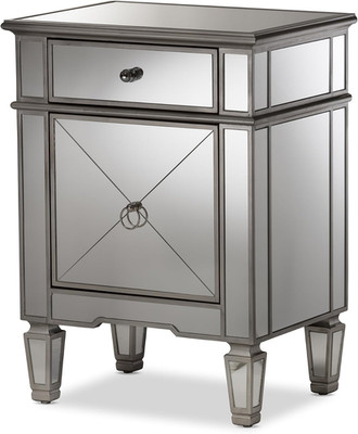 Glamorous Claudia Mirrored End Table in Hollywood Regency Style
