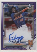 2021 Bowman Chrome Prospects Purple Refractor 19/250 Freddy Valdez Auto n1u