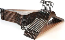 Heavy Duty Wood Coat Hangers in Smooth Retro Finish, Boutique Quality Wooden Sui