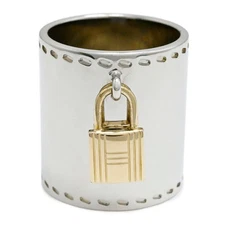 Hermes Silver Metal Scarf Ring Used Cadena Motif Jewelry Accessories