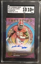 JALEN CARTER 2022 Bowman Inception Fuchsia Foil BIA-JCR SP 47/75 Auto SGC 10🏈