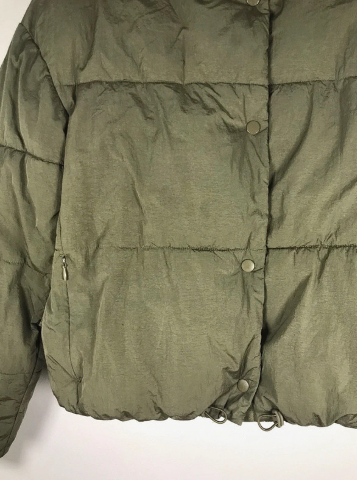 Zara Olive Green/Khaki High Neck Puffer Jacket Coat Size EUR XS image 10