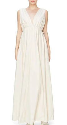 $128 new ~ L ~ MELLODAY ~ RUCHED MAXI DRESS ~ GREEK GODDESS lightweight  grecian | eBay