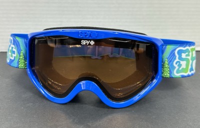 Spy Optics Snowboard  Ski Goggles Blue Frame Mirror Lens White Bear Adjust Strap