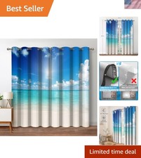 Machine Washable Ocean Decor Curtains - 2 Panels, 52"w x 84"l Tropical Style
