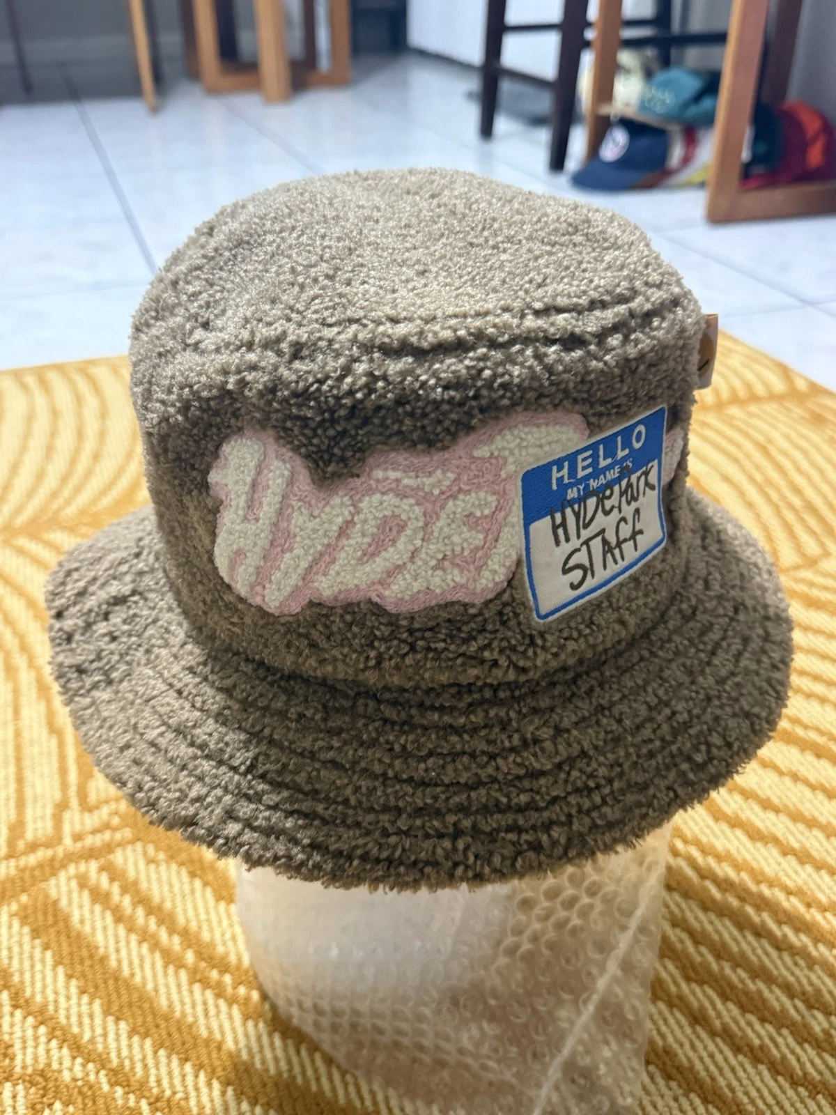 Hydepark Staff Brown Fleece Bucket Hat Lined Embroidered Patch
