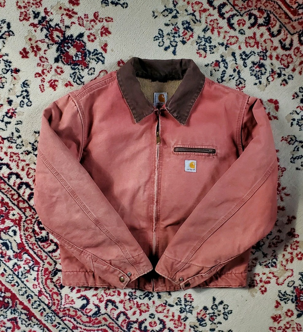 Carhartt WJ097 VRS Detroit Jacket Vintage, Salmon, Size Large Pink