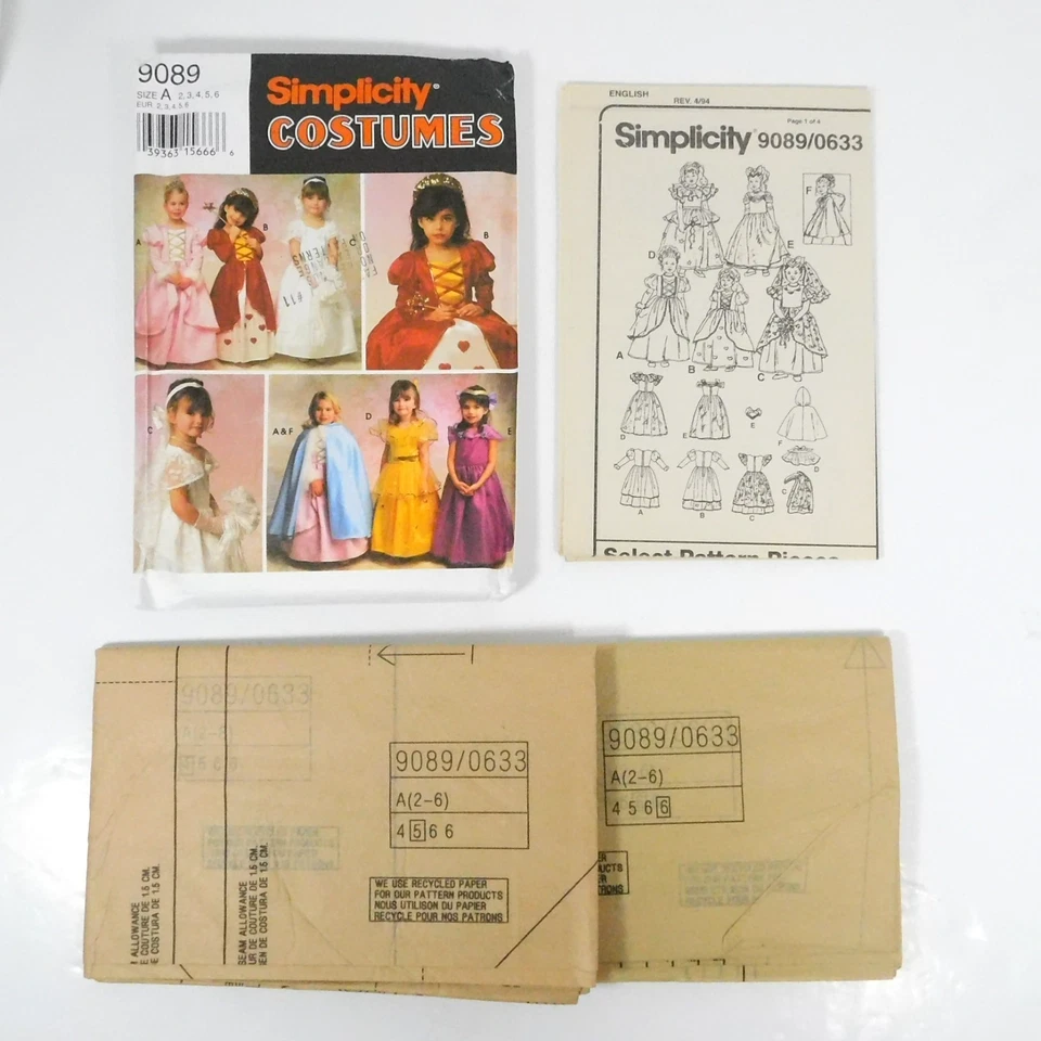 Simplicity 9089 Child Costume Princess Bride Pattern Size 2-6 Uncut Fairytale - Image 2 of 4