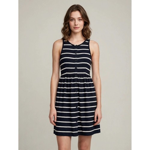 J.Crew, J.Crew Navy White Striped Cotton Sleeveless Button Front Mini Dress Size S 84297