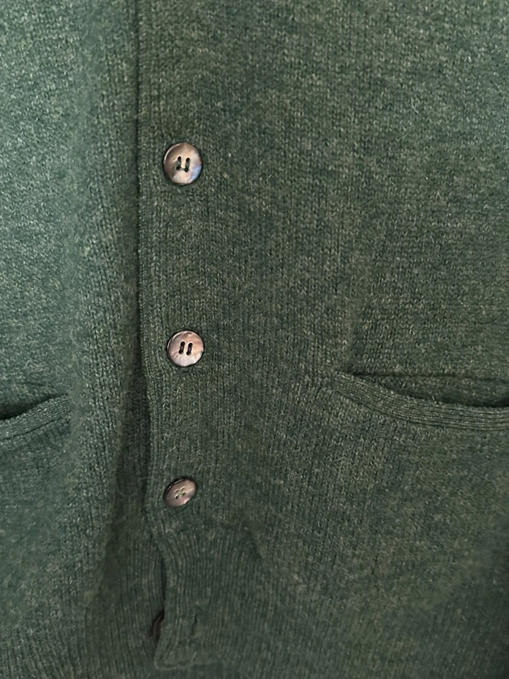 Vintage Puritan Cardigan Mens Large Green 100 Wool Knit 60s 50s Sweater Varsity - Image 3 of 4