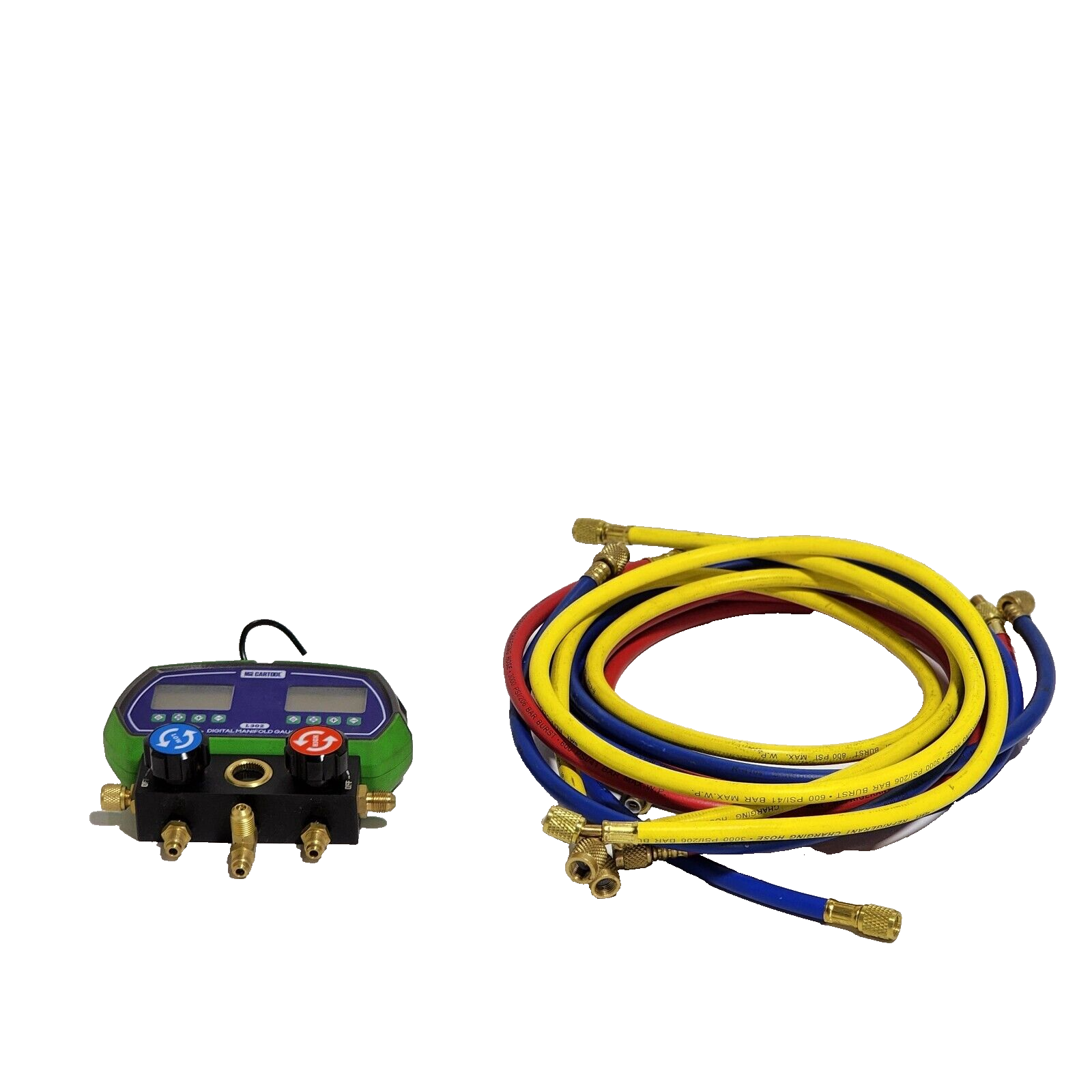 MR CARTOOL L302 Digital Manifold Gauge Charging Hose Yellow Blue red