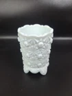 Vintage Fenton Milk Glass Footed Toothpick Holder Daisy & Button 3.25" Taiwan