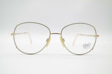 Vintage Luxottica 2079 Gold Metallic Oval Glasses Eyeglass Frame NOS