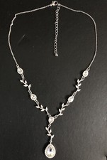 Wedding bridal necklace vine leaf cubic zirconia