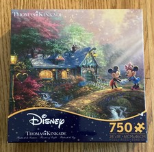 Thomas Kinkade Puzzle Mickey and Minnie Sweetheart Bridge 750 Ceaco Puzzle
