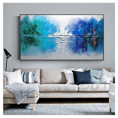 HH070 LARGE HAND-PAINTED THICK ABSTRACT SCENERY DECOR PAINTING 70x140cm UNFRAMED - Picture 1 of 4