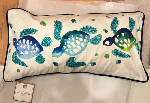 Almohada lumbar Pottery Barn adolescente criatura marina bebé tortuga lentejuelas farsa e inserto