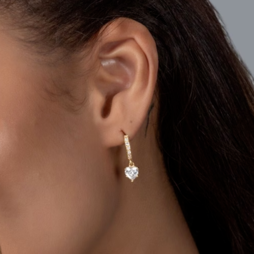 2.13 Ct Heart-Shaped Simulated Diamond 14k Gold Drop Earrings