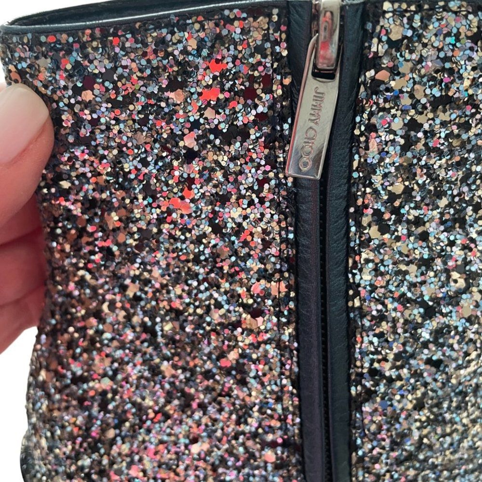 Jimmy Choo Madra 130 Grey Glitter Ankle Booties High … Gem