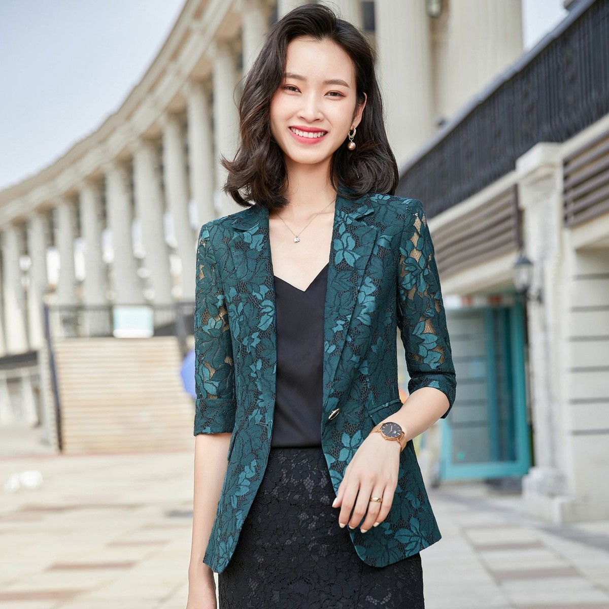 スーツ O BIANI Women Jackets Women One Button Fashion Lace Suit Jacket Lady Office Ol