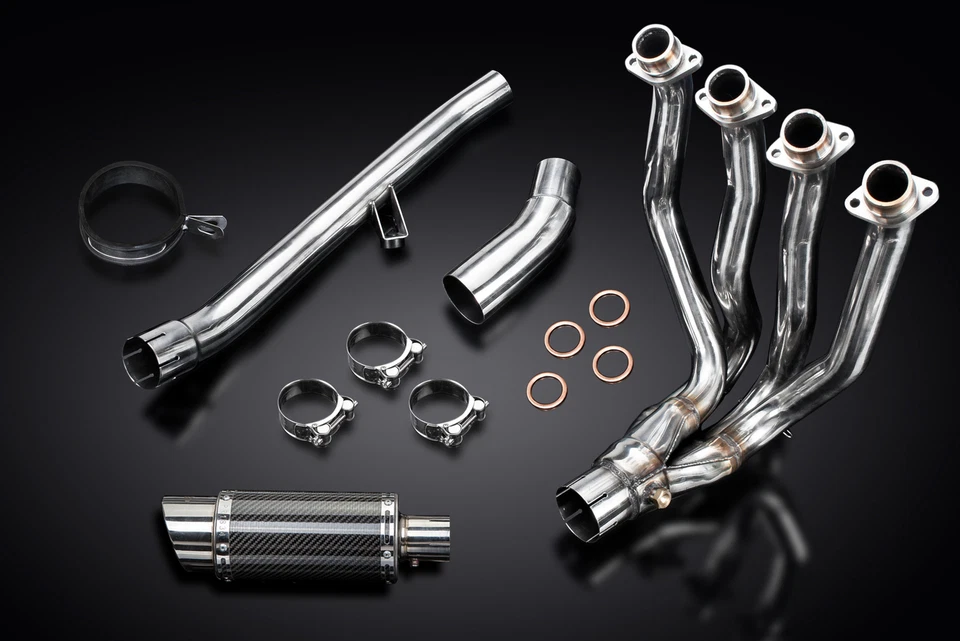 Silenciador de carbono redondo Kawasaki ZX-14R 2012-2023 escape completo 4-1 8" Foto 4 de 4