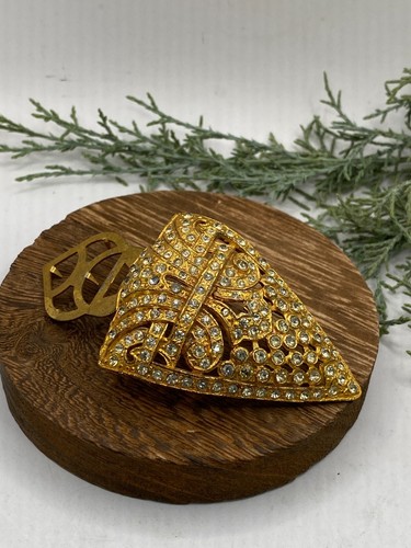Fabulous antique gold and rhinestone large fur clip - Foto 4 di 5