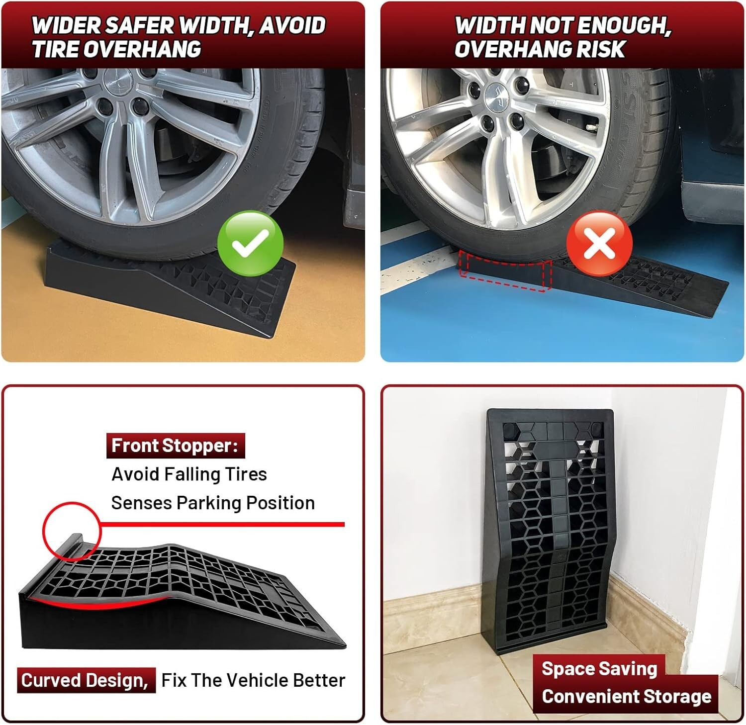 Car Ramps for Lift and Vehicle Maintenance, Portable Low Profile Car Ramps for