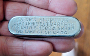 Very Rare Antique Ink Stamper / Premium Eaton's Ear markers Cattle Hogs Sheep