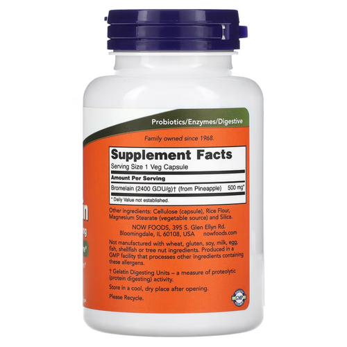 Now Foods Bromelain 2400 GDU/g - 500 mg 120 Veg Capsule Joint Comfort Digestion - Picture 2 of 5