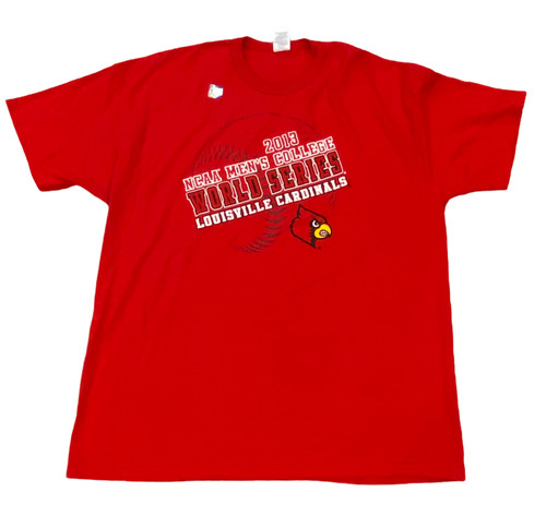 Louisville Cardinals T-Shirt Men's Large Short Sleeve World Series 2013 Red