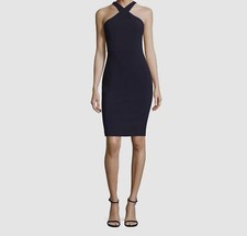 $189 Likely Women's Blue Sleeveless Halter Neck Sheath Dress Size 8