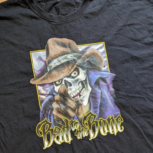 Bad To The Bone Skull Biker Graphic T shirt XL Xxl - 第 1/7 張圖片