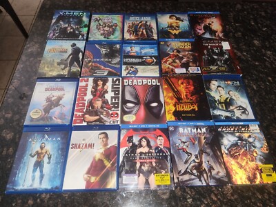 Lot of 20 Marvel/DC Super Hero Blu-Ray Movie Bundle - No Digital Codes