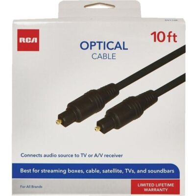 RCA 10 ft. Optical Cable Digital Audio TOSLINK Cord for Soundbar TV